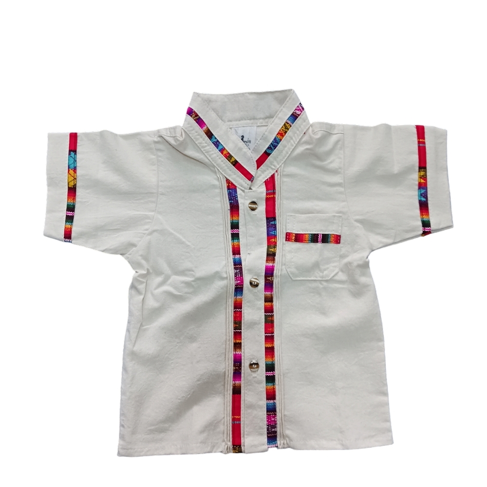 Mexican Guayabera collard shirt size 2 Cotton Blend white For Infants